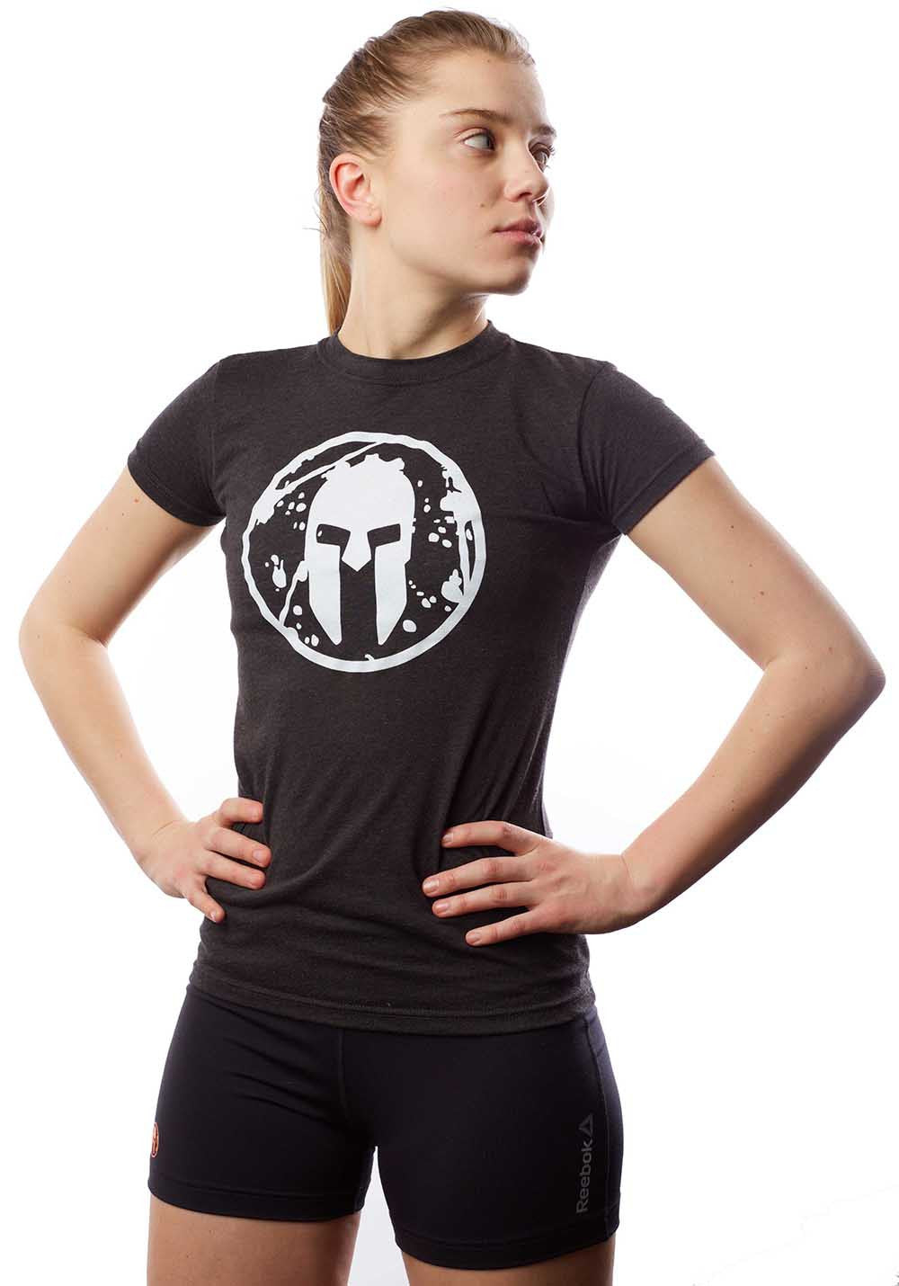 Spartan Bold Helmet Logo Tee - Black - Women's