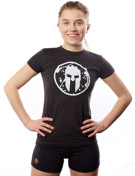 Spartan Bold Helmet Logo Tee - Black - Women's