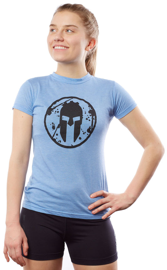 Spartan Bold Helmet Logo Tee - Blue - Women's